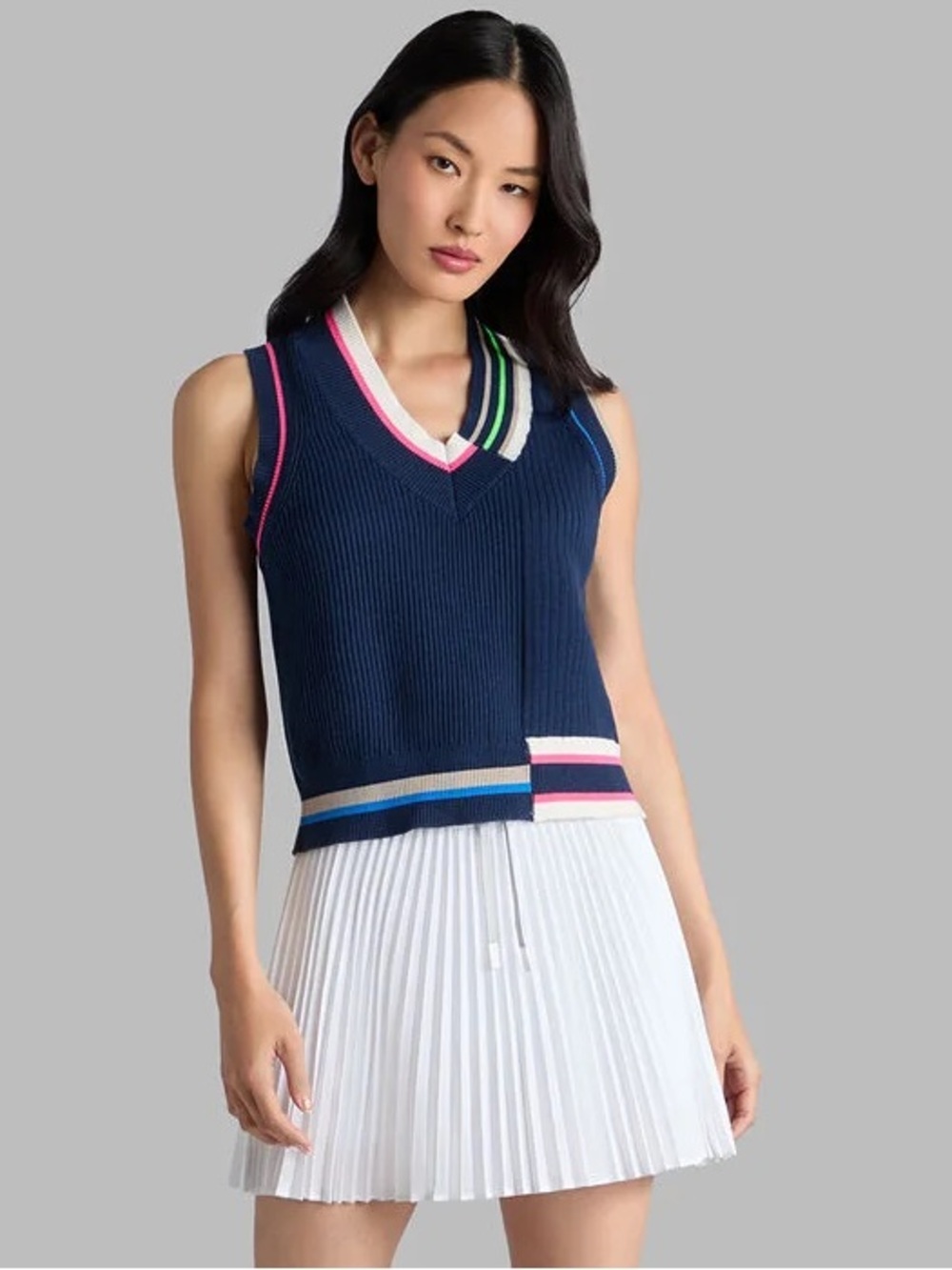 G/Fore Engineered Stripe Sweater Vest Top Womens Golf Small NEW